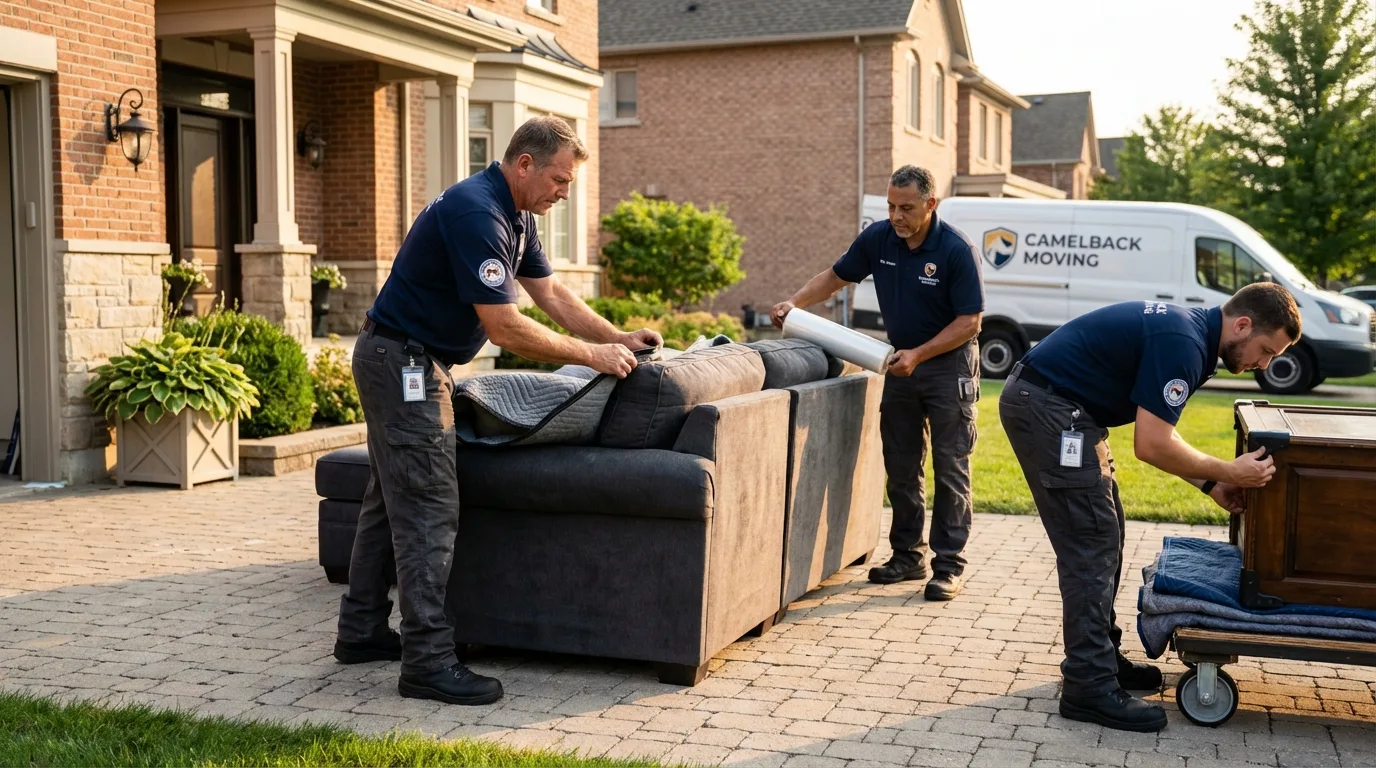 Large estate moving crew wrapping furniture in Springfield, PA