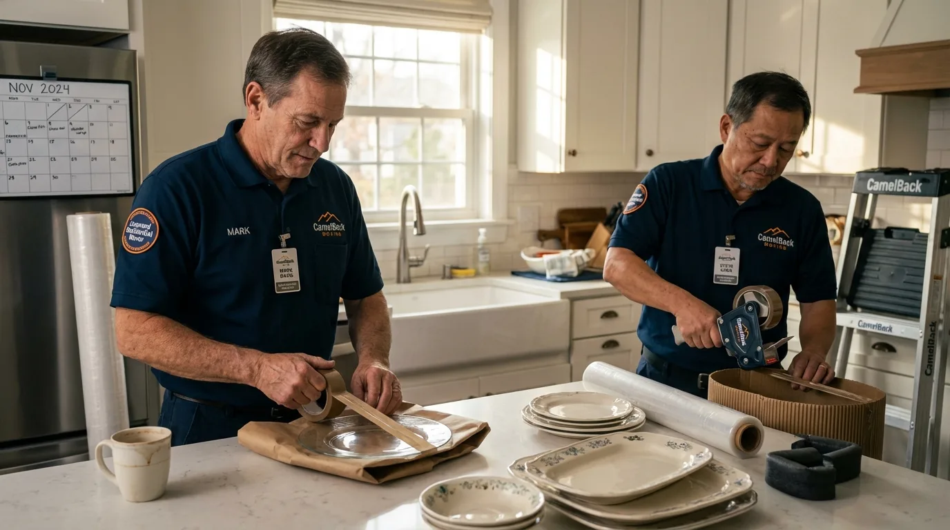 Professional crew packing kitchen dishware in Springfield, PA
